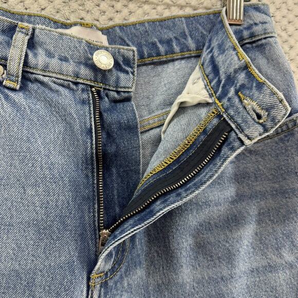 Zara Jeans Womens 4 Blue Medium Wash Cargo Carpenter Straight Legh High Rise - Picture 5 of 13